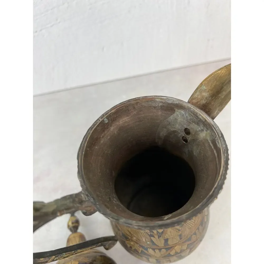 Vintage Brass Arabic Egyptian coffee teapot 11”H‎